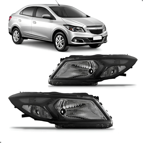 Par Farol Para Prisma 2012 A 2016 Manual Mascara Negra Ambos Lados