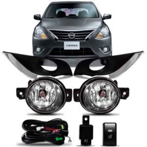 Kit Farol Auxiliar Versa 2015/2017 Com Tela Friso Cromado