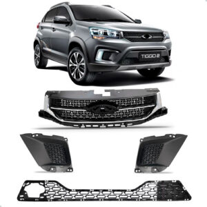 Kit Grade Parachoque Tiggo 2 Ano 2018 A 2019 Moldura Cromada Preto