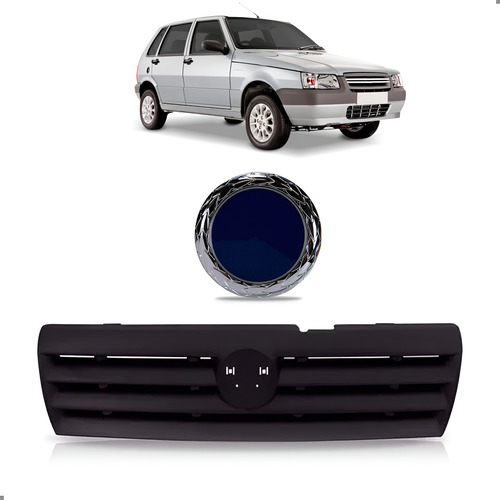 Kit Grade Para Uno 2005 2006 2007 2008 2009 Com Emblema Azul Preto