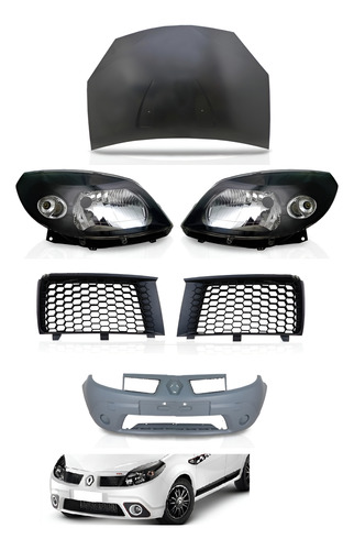 Kit Frente Sandero 2007 2008 2009 2010 Renault Preto Kit