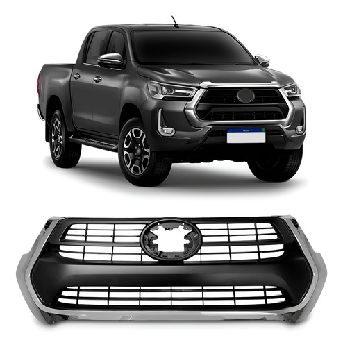 Grade Radiador Hilux Srv 2021 2022 2023 Black Piano 1a Linha Cromado