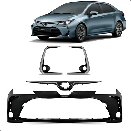Parachoque Para Corolla 2020 A 2025 Com Kit Molduras Cromada Preto