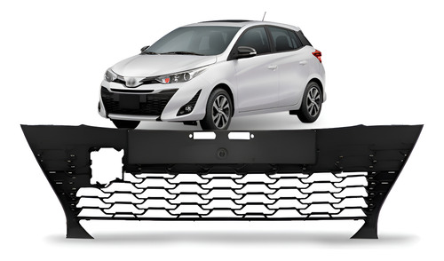 Tela Frontal Central Parachoque Diant Para Yaris 18/23 Preto Preto