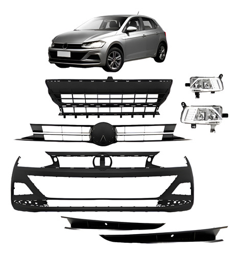 Kit Parachoque Virtus E Polo 2017 A 2020 C/farois Milha Novo Preto