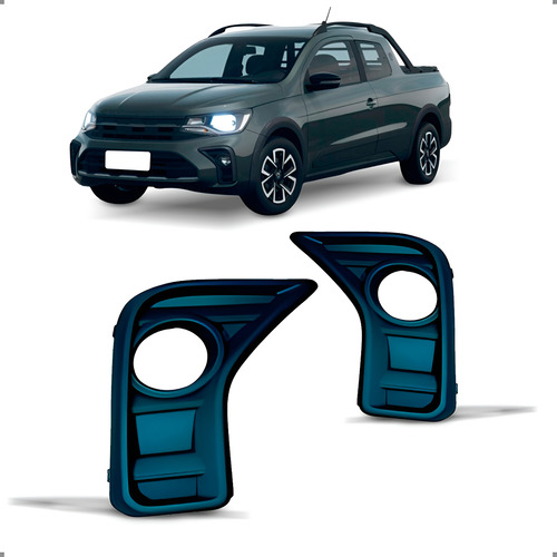 Par Moldura Milha Para Saveiro Extreme 2023 2024 2025 Preto Ambos Lados