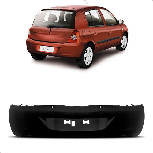 Parachoque Traseiro Clio Hatch 2006 A 2016 Preto Liso