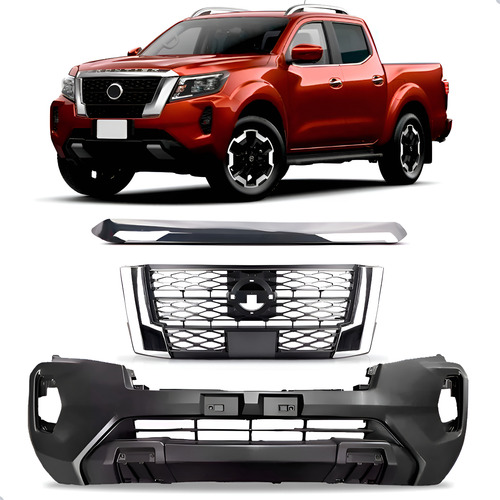 Parachoque Frontier 2022 A 2024 Com Grade E Friso 1a Linha  Preto