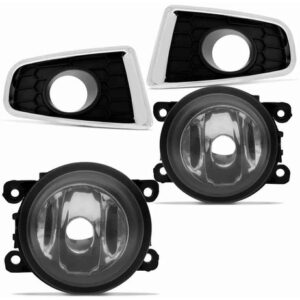 Kit Farol Auxiliar Sandero 2012 À 2014 Grade Moldura Cromada