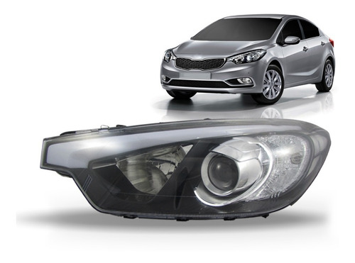 Farol Kia Cerato 14 15 2016 Sem Led Máscara Cromada 1ª Linha Esquerdo/motorista