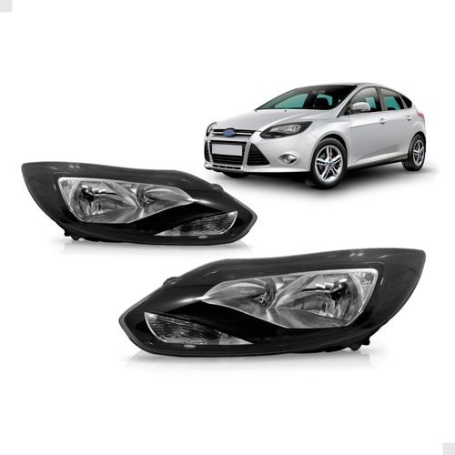 Par Farol Focus 2014 A 2016 Mascara Negra Eletrico C/ Motor