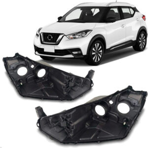 Par Carcaça Farol Dianteiro Kicks 2017 A 2021 C/ Regulador