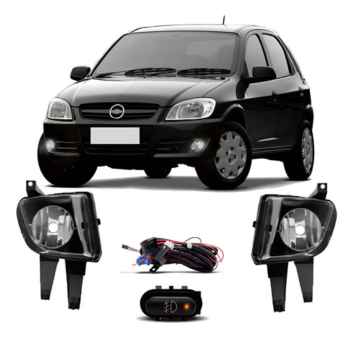 Kit Farol Milha Neblina Celta 2011 À 2015 Prisma 2011 À 2013 Transparente