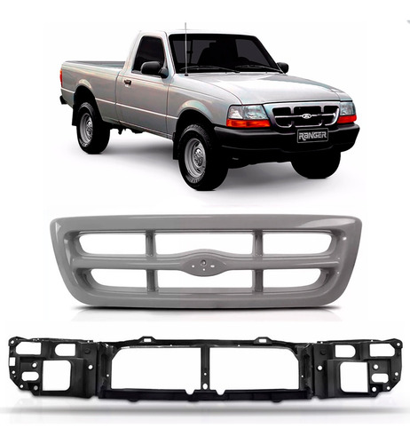 Kit Grade E Painel Mini Frente Ranger 4x2 98/2004 Cor Cinza