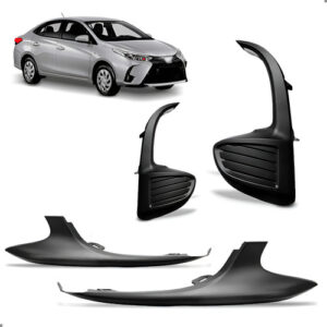 Kit Molduras Para Yaris 2023 2024 2025 Com Grade Milhas Preto Ambos Lados