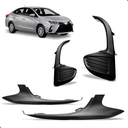 Kit Molduras Para Yaris 2023 2024 2025 Com Grade Milhas Preto Ambos Lados