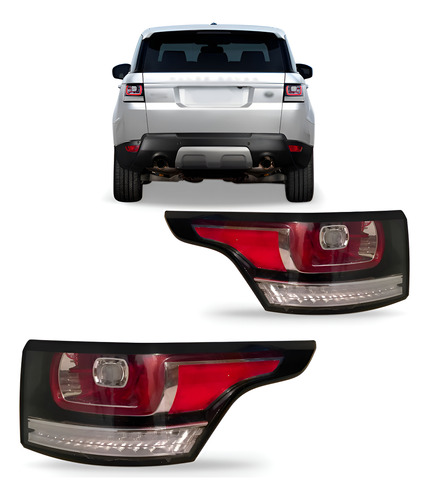 Par Sinaleira Traseira Range Rover Sport 2014 A 2018 Com Led Ambos Lados Vermelho