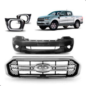 Kit Parachoque E Grade Para Ford Ranger 2020 A 2023 Com Aro Preto