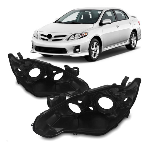Par Carcaça Farol Dianteiro Corolla 2012 A 2013