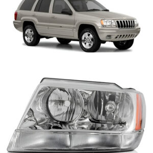 Farol Grand Cherokee 1999 A 2001 Cromado 1ª Linha Esquerdo/motorista