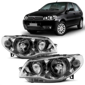 Par Farol Cromado Palio Celebration Aro Negro 2004 A 2013 Direito