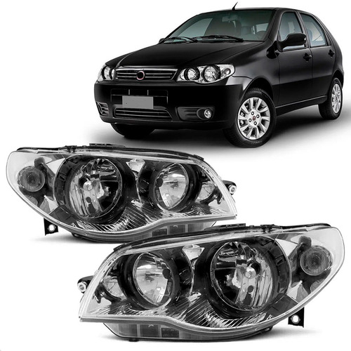 Par Farol Cromado Palio Celebration Aro Negro 2004 A 2013 Direito