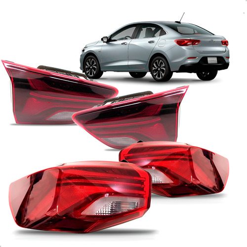 Kit Lanterna 04 Peças Onix Sedan Sem Led 2020 A 2025 Vermelho