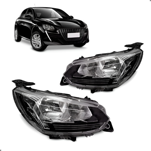 Par Farol Para Peugeot 208 Ano 2020 21 22 23 2024 C/04 Furos Ambos Lados