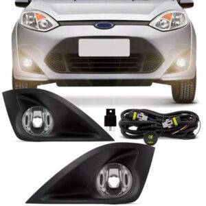 Kit Farol Neblina Milha Fiesta 2010 À 2012 Bocão Com Grade Transparente