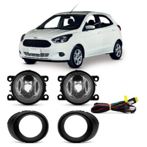 Kit Farol Milha Auxiliar Ka 2015 À 2018 Com Grade Preta.