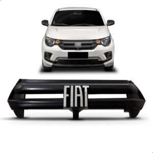 Tela Frontal Radiador Mobi 21 A 23 Preta C/ Emblema Cromado