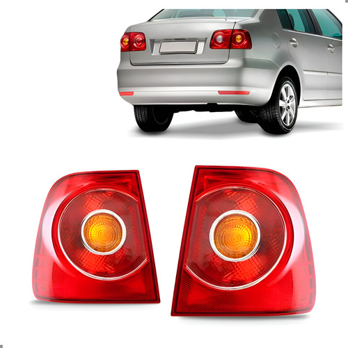 Par Sinaleira Polo 2007 A 2014 Sedan Vermelho Ambar Canto Ambos Lados
