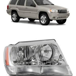 Farol Grand Cherokee 1999 A 2001 Cromado 1ª Linha Direito/passageiro