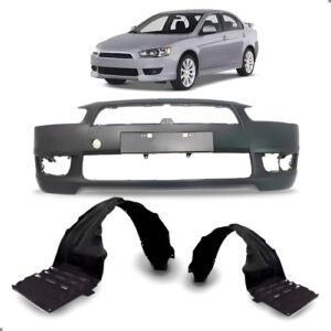 Kit Parachoque Para Lancer 08 A 2013 Com Par Parabarros Novo Preto