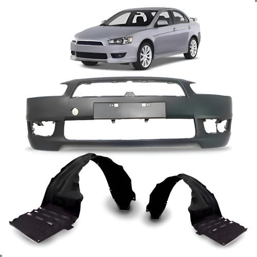 Kit Parachoque Para Lancer 08 A 2013 Com Par Parabarros Novo Preto
