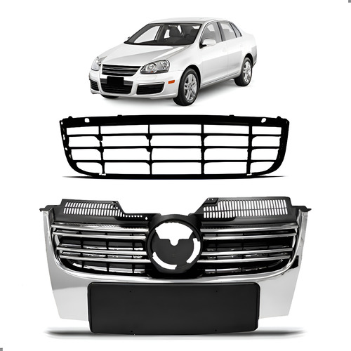 Kit Grade Para Jetta 2007 2008 2009 2010 Central E Inferior Preto