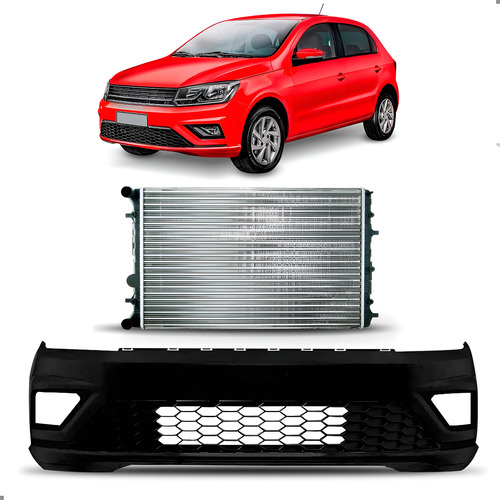 Kit Radiador Parachoque Para Gol Voyage G8 2018 A 2023 C/ar Preto