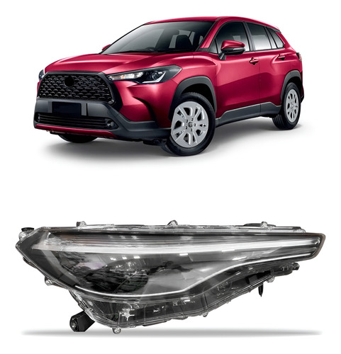 Farol Para Corolla Cross 21 22 2023 2024 Com Motor 1ª Linha - Direito/passageiro