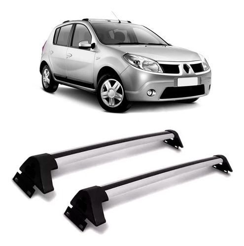 Rack De Teto Para Renault Sandero 2007 A 2023 Alumínio Prata Prata