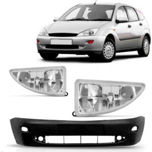 Kit Envolvente Diant. C/ Kit Farol Milha Focus 1998 A 2003 Preto