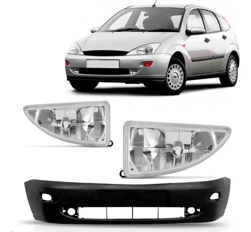 Kit Envolvente Diant. C/ Kit Farol Milha Focus 1998 A 2003 Preto