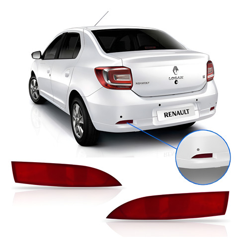 Par Sinaleira Traseira Sandero Logan 14 15 Refletor Pchoque Vermelho