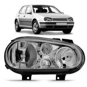Farol Golf 98 A 06 Foco Duplo Sem Auxiliar Cromado 1ª Linha - Direito/passageiro