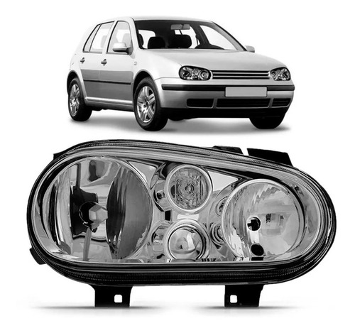 Farol Golf 98 A 06 Foco Duplo Sem Auxiliar Cromado 1ª Linha - Direito/passageiro