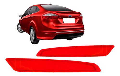 Par Sinaleira Do Parachoque Traseiro Fiesta 2014 2015 Vermelho