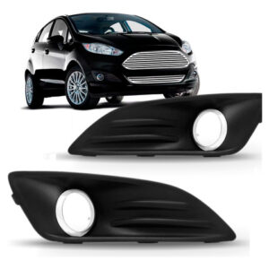 Par Moldura Milha Aro Cromado New Fiesta 2013 2014 2015 2016 Preto