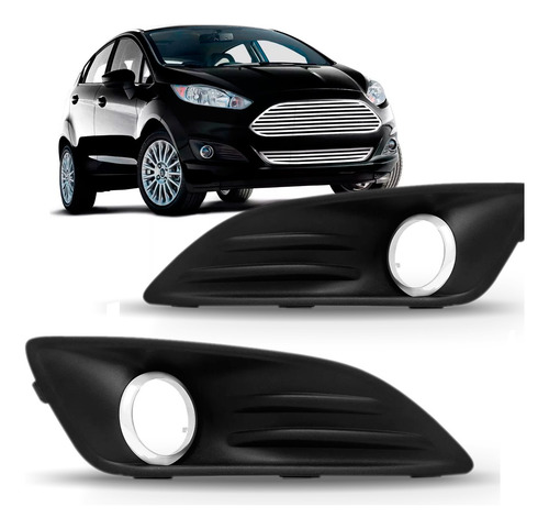 Par Moldura Milha Aro Cromado New Fiesta 2013 2014 2015 2016 Preto