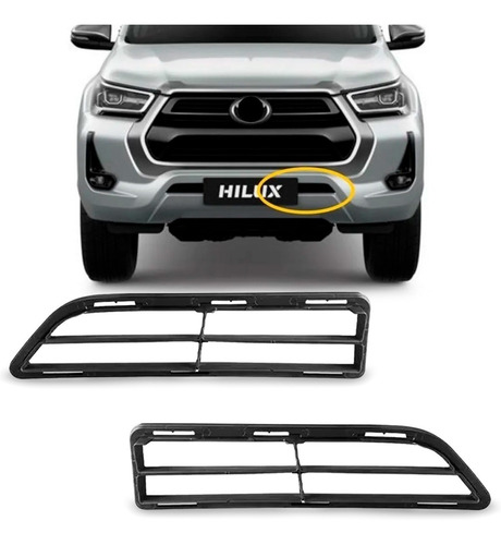 Par Grade Inferior Parachoque Dianteiro Hilux Srv 2021 2022 Preto