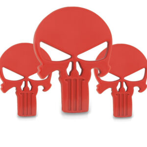 Kit 3 Emblemas Injetado Caveira Justiceiro Grande Vermelho