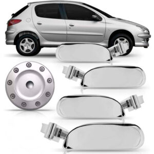 Kit Macaneta Cromado Tampa Combustivel Peugeot 206 98 A 10